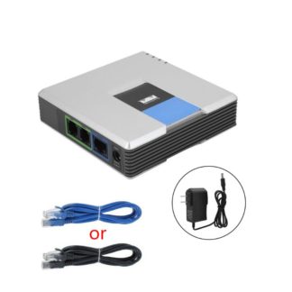 VOIP Gateway 2 Ports SIP V2 Protocol Internet Phone Voice Adapter with Network Cable for Linksys PAP2T