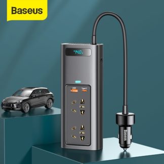 Baseus Car Inverter DC 12V to AC 220V Auto Converter Inversor USB Type C Fast Charging Charger Europe Car Power Adapter Inverter