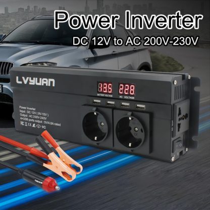 Car Inverter 6000W Peak DC 12V/24V To AC 220V LED Display & EU Plug Power Inverter Volts Converter Charger Inversor Transformer