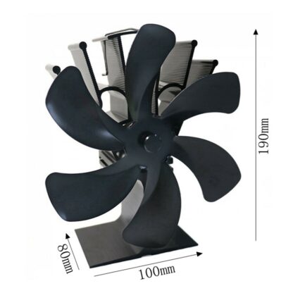 Black Fireplace 6 Blades Heat Powered Stove Fan Log Wood Burner Ecofan Quiet Home Fireplace Fan Efficient Heat Distribution - Image 4