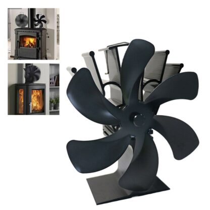 Black Fireplace 6 Blades Heat Powered Stove Fan Log Wood Burner Ecofan Quiet Home Fireplace Fan Efficient Heat Distribution