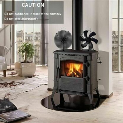 Black Fireplace 6 Blades Heat Powered Stove Fan Log Wood Burner Ecofan Quiet Home Fireplace Fan Efficient Heat Distribution - Image 6