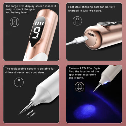 Electric Plasma Mole Removal Pen Laser Set Wart Remover Skin Pore Care Corn Freckle Dark Tag Nevus Pimple Spot Tattoo Cleaner - Image 2