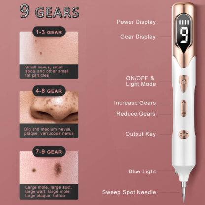 Electric Plasma Mole Removal Pen Laser Set Wart Remover Skin Pore Care Corn Freckle Dark Tag Nevus Pimple Spot Tattoo Cleaner - Image 3