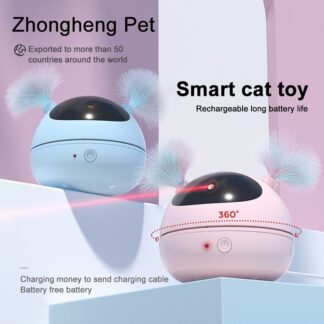 Pet Cat Toy Electric LED Laser Interactive Toys Roly-poly Robot Teasing Feather Intelligent Automatic Toys Cat Supplies