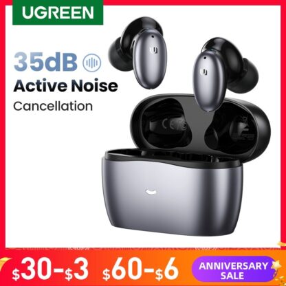 UGREEN HiTune X6 Wireless Headphones Bluetooth 5.1 Earphones TWS Earbuds ANC 35dB Hybrid Active Noise Cancellation 50ms