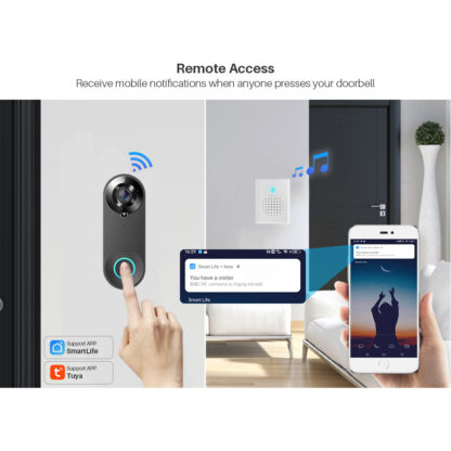 ANKOOK Tuya Smart Video Doorbell Camera 1080P WiFi Video Intercom Door Bell Camera Two-Way Audio Works With Alexa Echo Show Google Home - Image 4