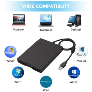 USB Floppy Disk Reader Drive 3.5” External Portable 1.44 MB FDD Diskette Drive for Windows 7 8 2000 XP Vista PC Laptop Desktop