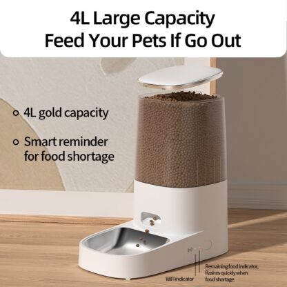 ANKOOL ROJECO 4L Automatic Pet Feeder Cat Food Dispenser Accessories Remote Control Pet Smart WiFi Auto Feeder For Cats Dogs Dry Food - Image 5