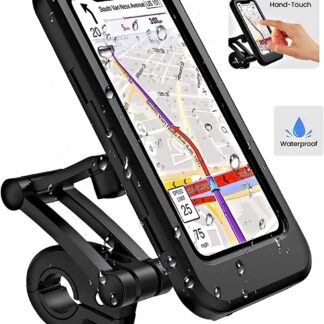 Waterproof Motorcycle Bicycle Phone Holder, 360° Swivel Height Adjustable with Touch Screen Handlebar Phone Clip