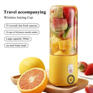 500Ml USB Portable Blender Rechargeable Fresh Fruit Juice Mixer 6 Blades Electric Shake Cup Blender Smoothie Ice Crush Cup