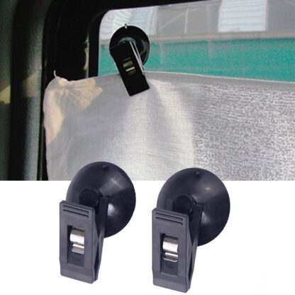 1 Pair Car Interior Window Clip Mount Black Suction Cap Clip Plastic Sucker Removable Holder For Sunshade Curtain Towel Ticket