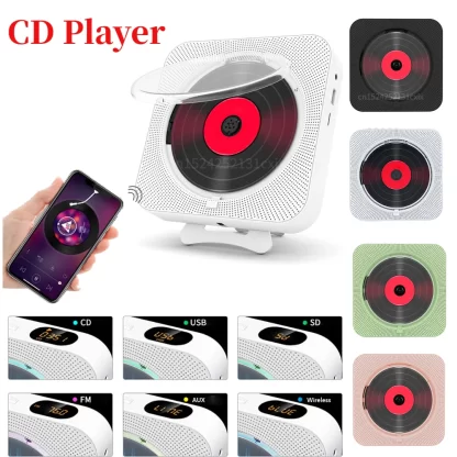 Portable CD Player Bluetooth Speaker Stereo FM Radio HiFi Music Discs Player LED Screen CD Music Walkman With 3.5mm Jack