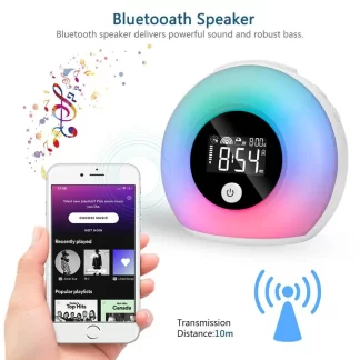 Wireless Bluetooth Speaker RGB Atmosphere Light Color LED Sleeping Lamp Alarm Clock for Children Night Light Bedroom Sound Box