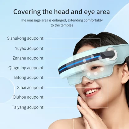 Eye Massager with Heat Vibration Compression Massage Help Puffy and Dry Eyes-Rechargeable Heated Migraine Mask Bluetooth Music - Image 4