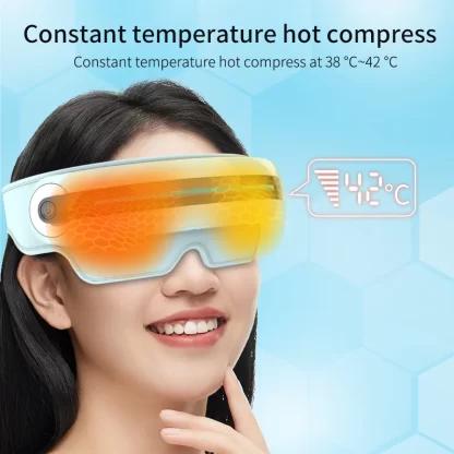 Eye Massager with Heat Vibration Compression Massage Help Puffy and Dry Eyes-Rechargeable Heated Migraine Mask Bluetooth Music - Image 2